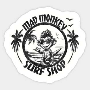 Mad Monkey Surf Shop Graphic Tee | Surfer Surf Shop Sticker